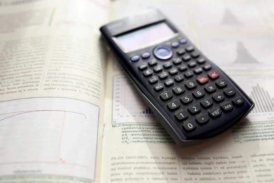 Calculator sits on top of a tax manual.